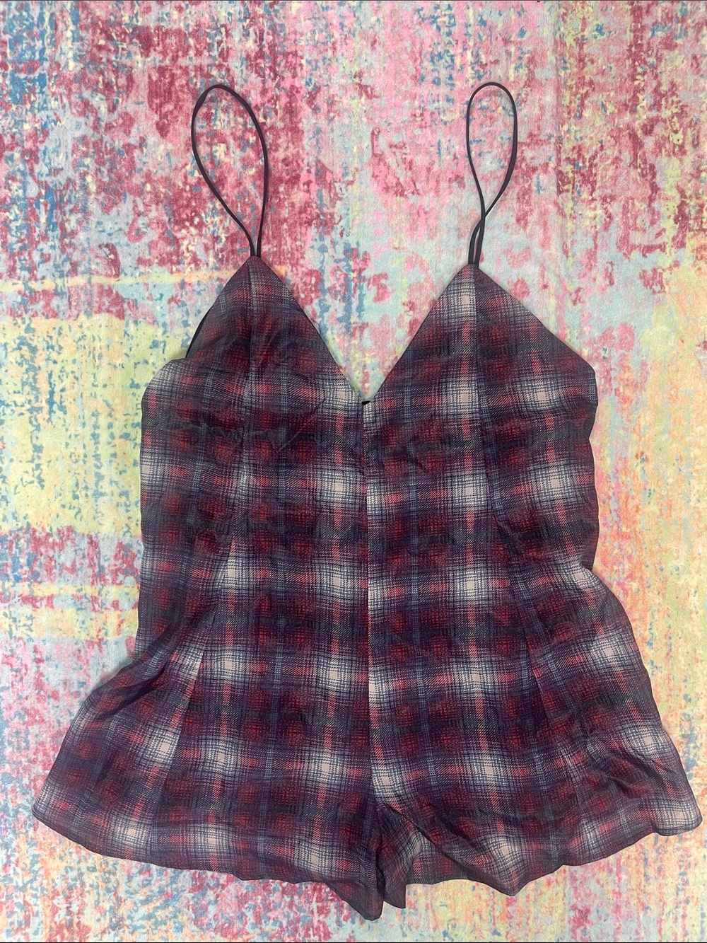 UNIF Red and Black Plaid Spaghetti Strap Camisole